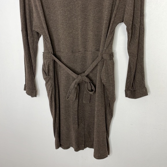 Tara Jarmon soft jersey stretchy brown long sleeve pockets dress - Picture 7 of 7